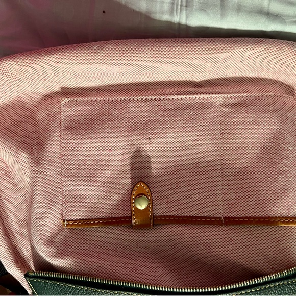 Dooney & Bourke Forest Green Florentine Pebbled Leather Satchel with Tan Trim - Picture 11 of 16